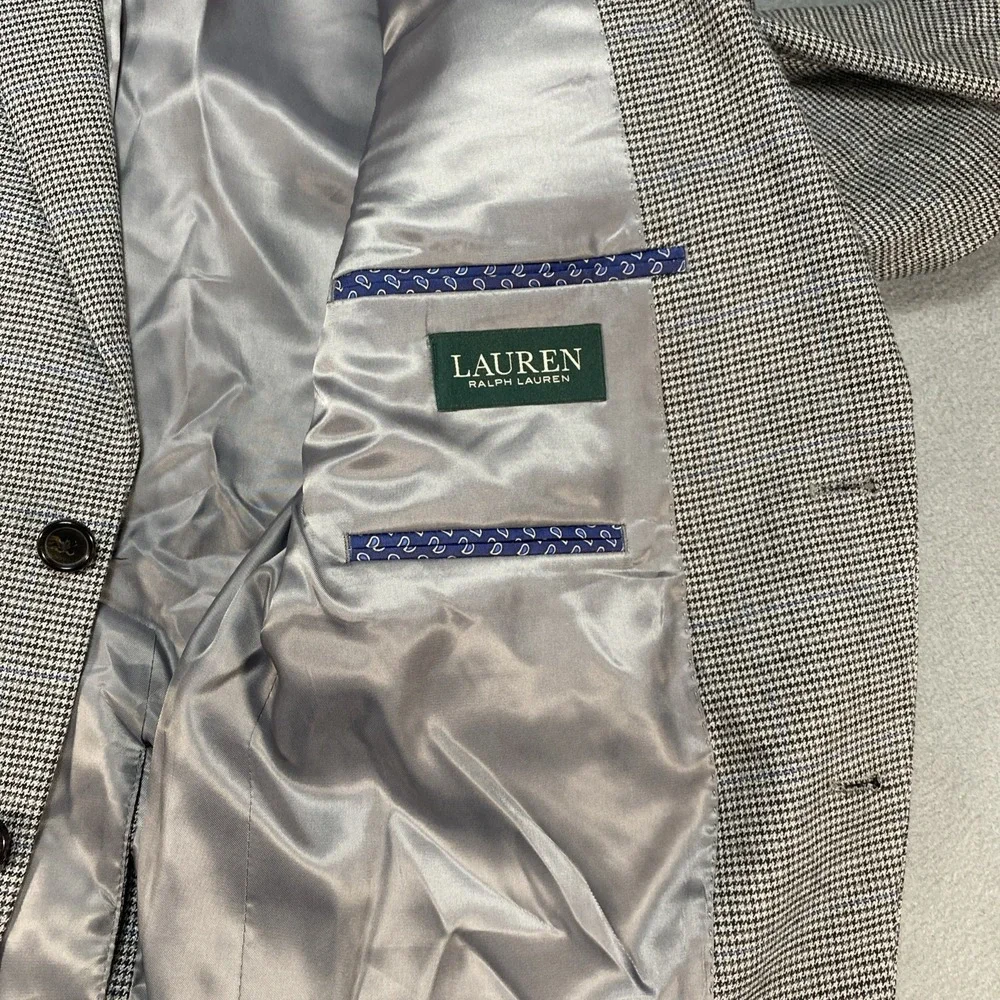 Lauren Ralph Lauren Men's 42R Sport Coat Blazer Gray Houndstooth